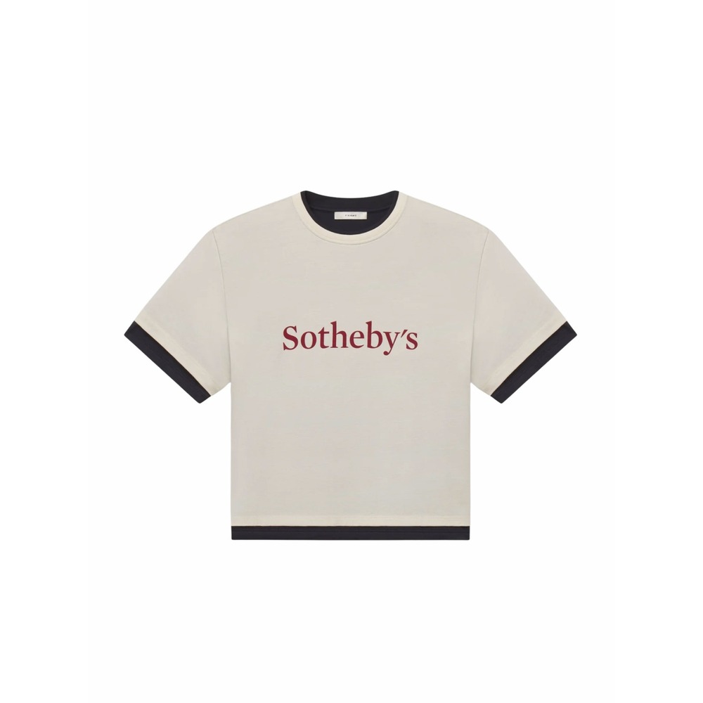 FRAME x Sotheby's Layered Tee Cream Multi Pima Cotton T-Shirt NWT $198 S